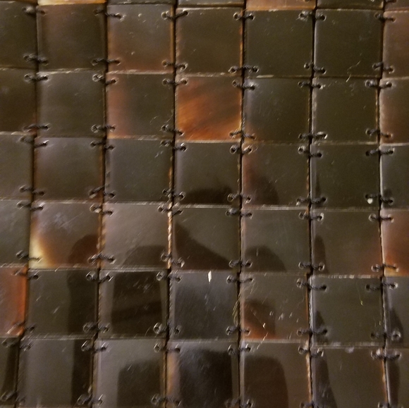 tile bead & satin evening bag w/resin handles - Picture 4 of 5